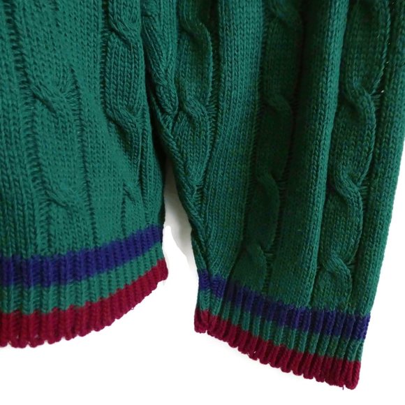 Vintage 80s Scandia Sweater Tennis Varsity V Cable Acrylic USA L - Picture 4 of 6